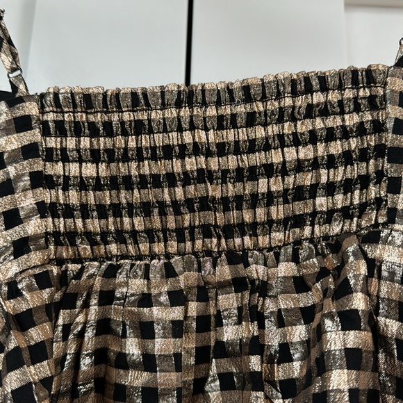 J Crew Factory Lurex Metallic Threads Gingham Tiered Mini Dress. - Picture 5 of 6
